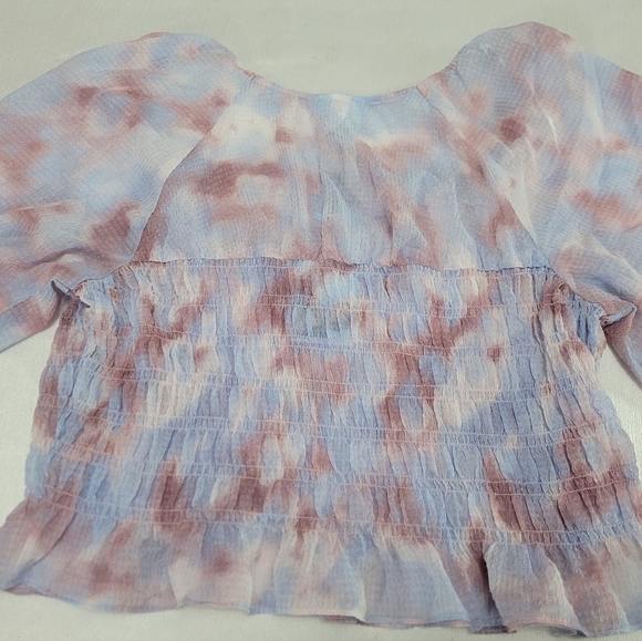 1X Purple Watercolor Long Sleeve Smocked Bodice Top by Future Collective's - Picture 3 of 16